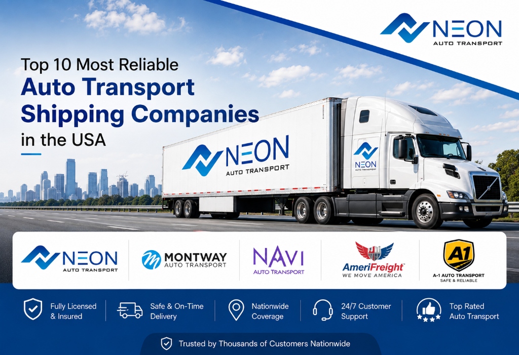 How to Compare Auto Transport Shipping Companies in the USA featuring Neon Auto Transport, Montway, Navi, AmeriFreight, and A-1 Auto Transport