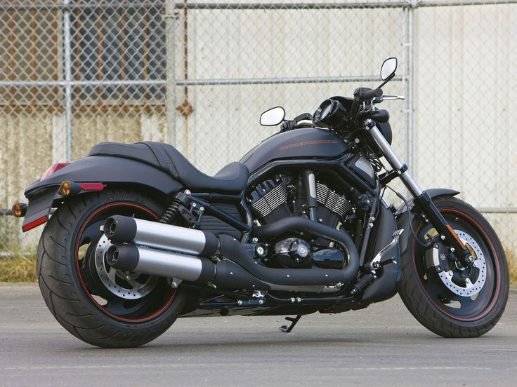 Black custom Harley-Davidson V-Rod motorcycle parked, ready for nationwide motorcycle shipping services with Neon Auto Transport