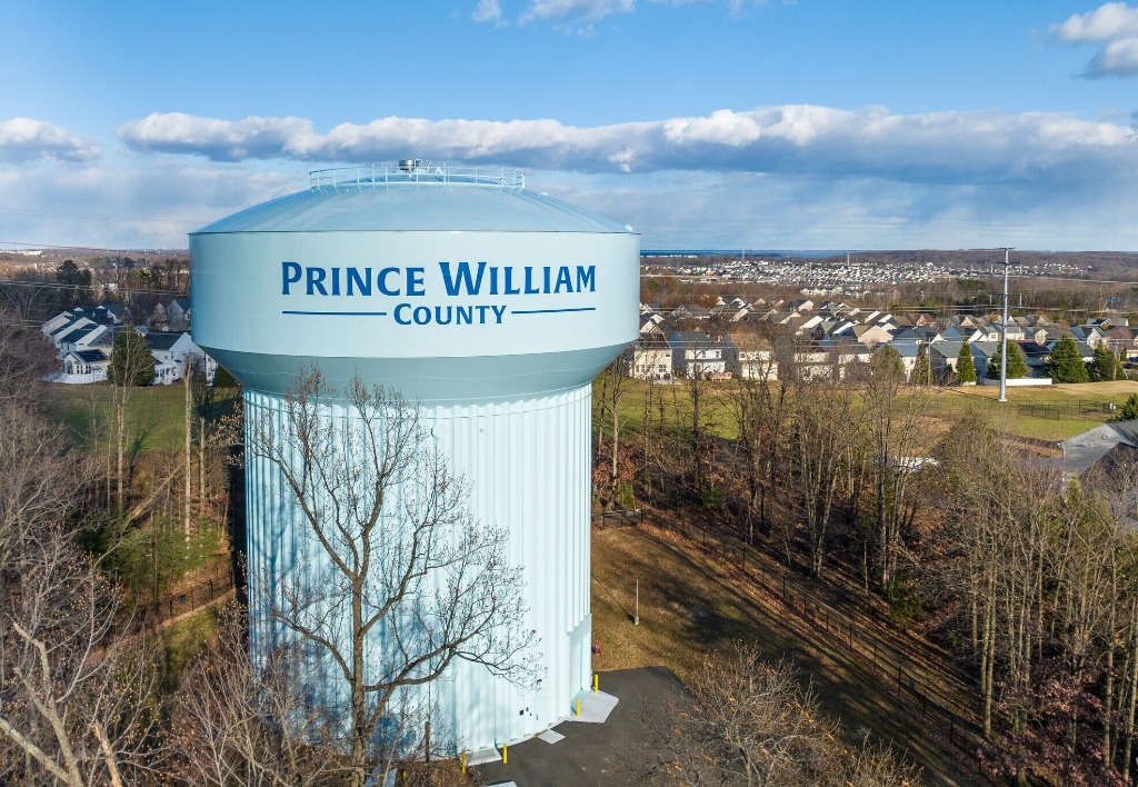 Prince William County water tower in Woodbridge, Virginia